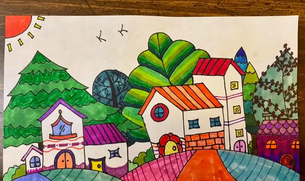 田园乡村简笔画