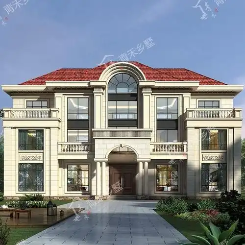 想回农村建房,宅基地面积大,家里人口多,喜欢大气的外观,看看这栋别墅