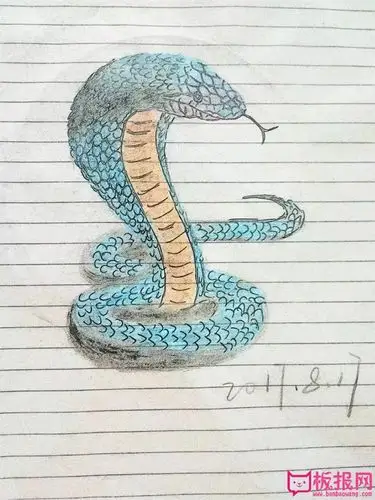 简单的水彩画作品,蟒蛇