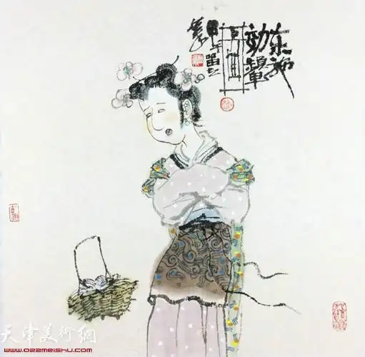 曹留夫中国成语故事画:《东施效颦》