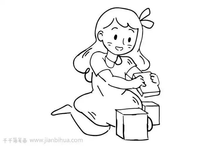 整理的简笔画自己收玩具简笔画简笔画收拾东西矢量简笔画整理书包的