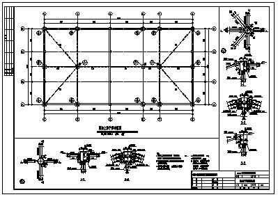 某钢结构四坡桁架综合楼屋面结构施工cad图综合楼屋面施工