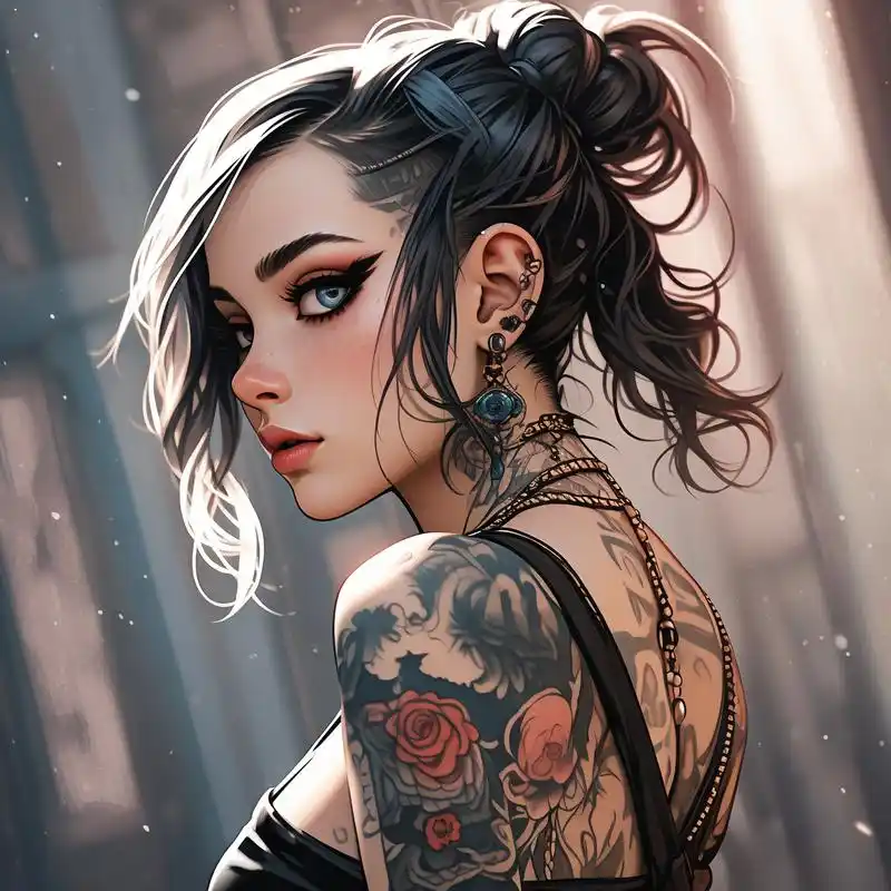 95酷飒纹身女生头像97