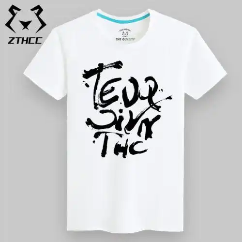 zthcc青少年t恤短袖纯棉创意涂鸦文字圆领文化衫休闲学生衣服新潮