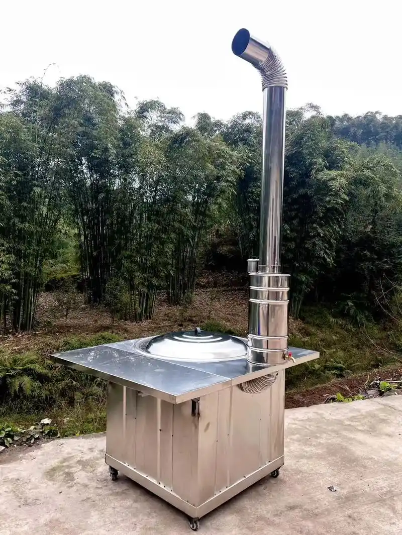 幸福柴火灶节能环保又方便#移动不锈钢灶台 #不锈钢柴火灶 # - 抖音