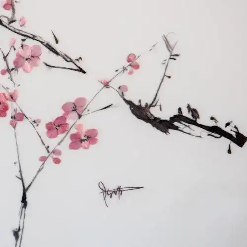 纯手工真丝 精品苏绣挂画《梅花》刺绣