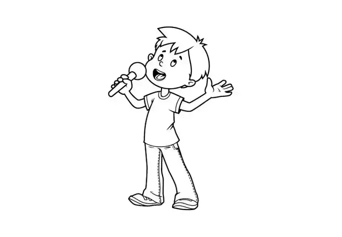 5张在唱歌的小男孩简笔画图片