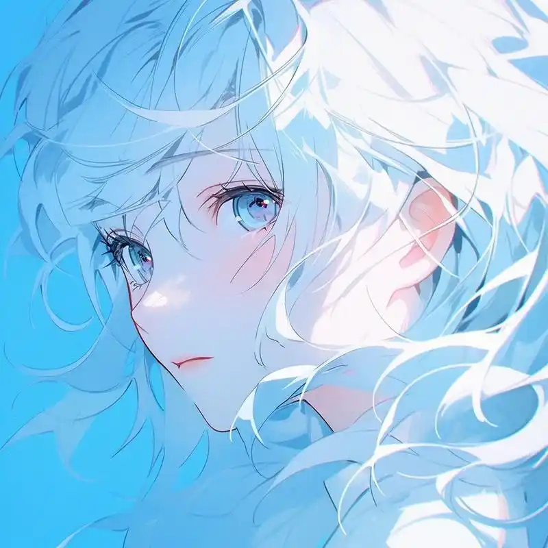 女生头像|白色头发的少女 这一双眼睛似乎是娇嫩的矢车菊的蓝色,眼神