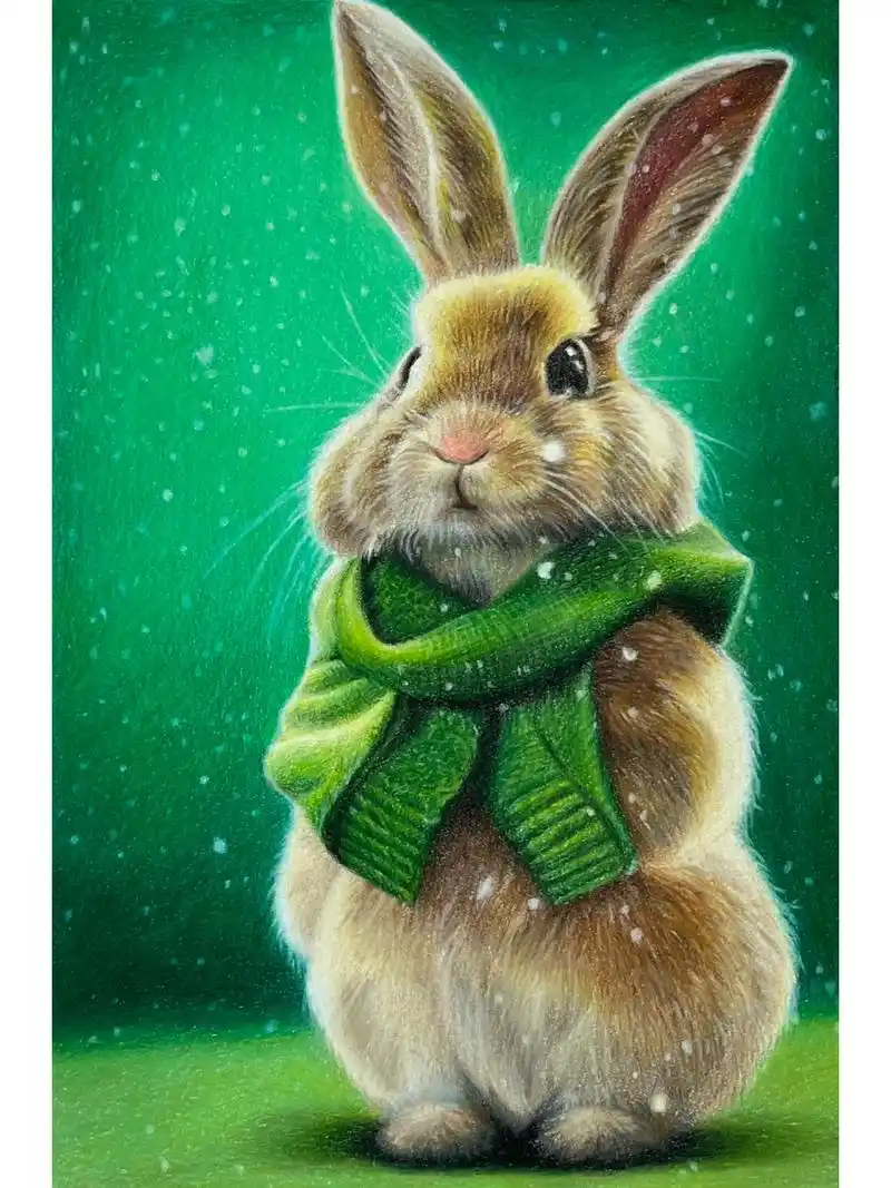 彩铅画兔子,兔年吉祥92平安喜乐9595