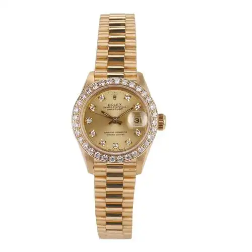 九九新劳力士女装日志型18k黄金原镶钻自动机械女表
