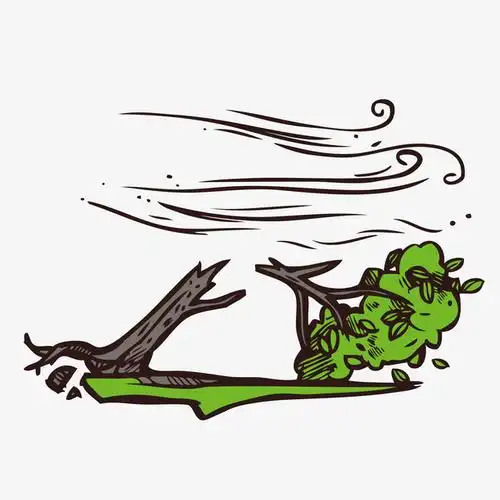 绿色台风吹断大树元素