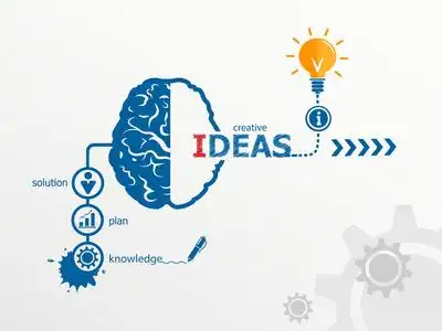 积极创新思想-创新观念.在创意灯泡想法摘要照片