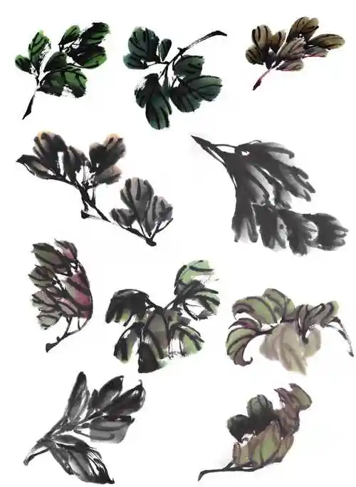 零基础国画教程:分步骤讲解牡丹叶子画法,简单易学,一起来临摹