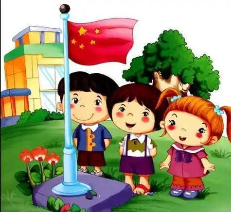小朋友在国旗下敬礼简笔画视频小孩子升国旗的简笔画升旗图片卡通升