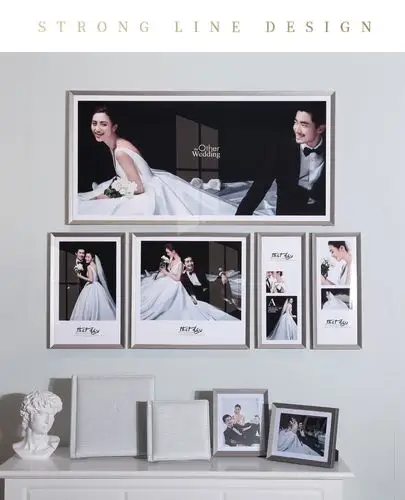简欧轻奢简约影楼婚纱照挂墙放大60寸照片墙立体相框相册摆台