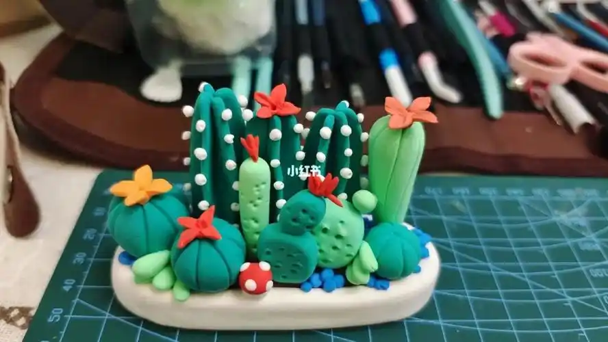 超轻粘土入门仙人掌花盆车摆件
