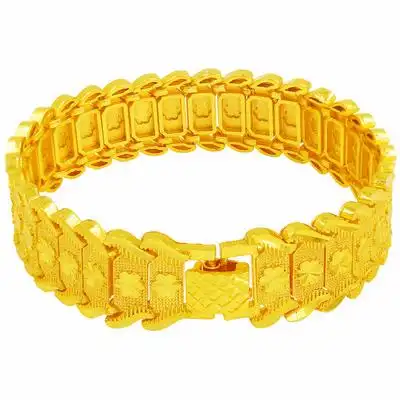 黄金潮男梅花手表链子镀沙金宽面老板父亲节礼物手链