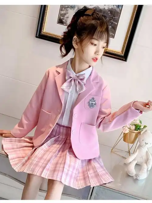 jk制服小学生女童jk制服裙套装小学生春季校服西装儿童春秋学院风春装