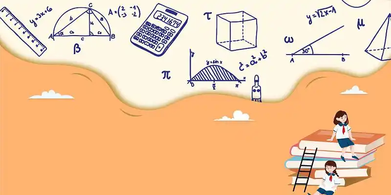 黄色数学公式简约风创意唯美风尺子背景数学背景
