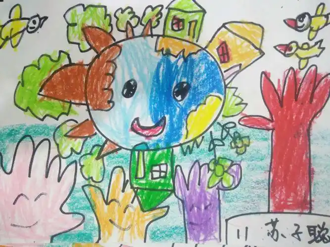泰华幼儿园美术班绘画《爱护地球》