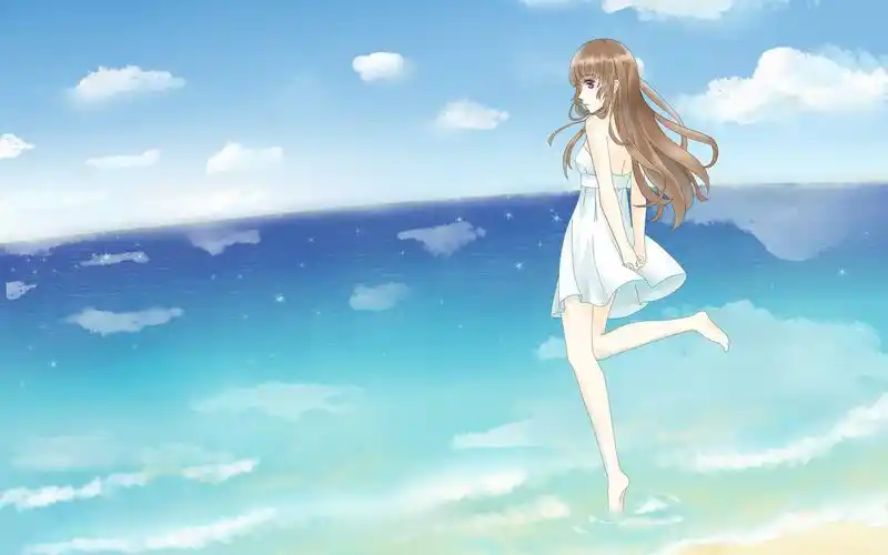 动漫,动漫女生,海边俏皮女生壁纸