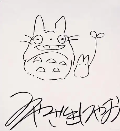 4262现代绘本宫崎骏绘龙猫卡通人物黑白线描原稿一幅