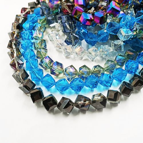 正方形四方珠 水晶玻璃珠子diy饰品配件串珠制作手链项链材料10mm