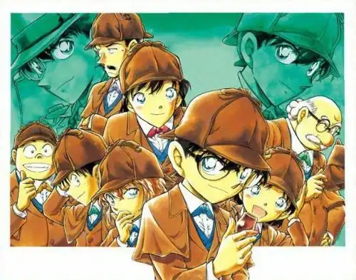 求一张柯南壁纸全部人穿着福尔摩斯衣服的柯南叼着烟斗想要cg原图下面