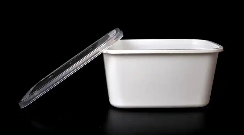 腾越2000ml一次性饭盒 长方形打包盒加厚塑料外卖快餐盒50个带盖
