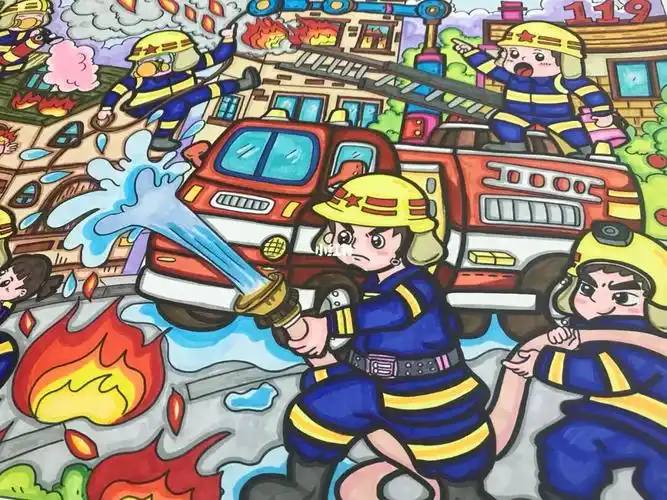 儿童画  #消防安全主题画  #消防主题儿童画  #幼师考编  #幼师原创