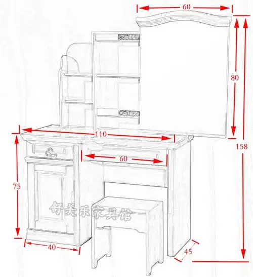 实木橡木推拉梳妆台化妆桌妆凳妆镜组合大小户型卧室中式环保大气