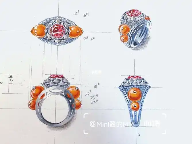 首饰三视图及效果图绘制