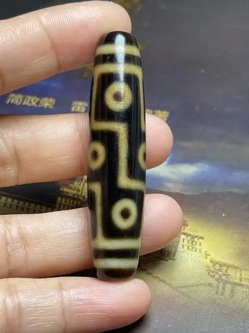 天珠一物吊坠真品天然至纯九眼一拍黑金老料项坠