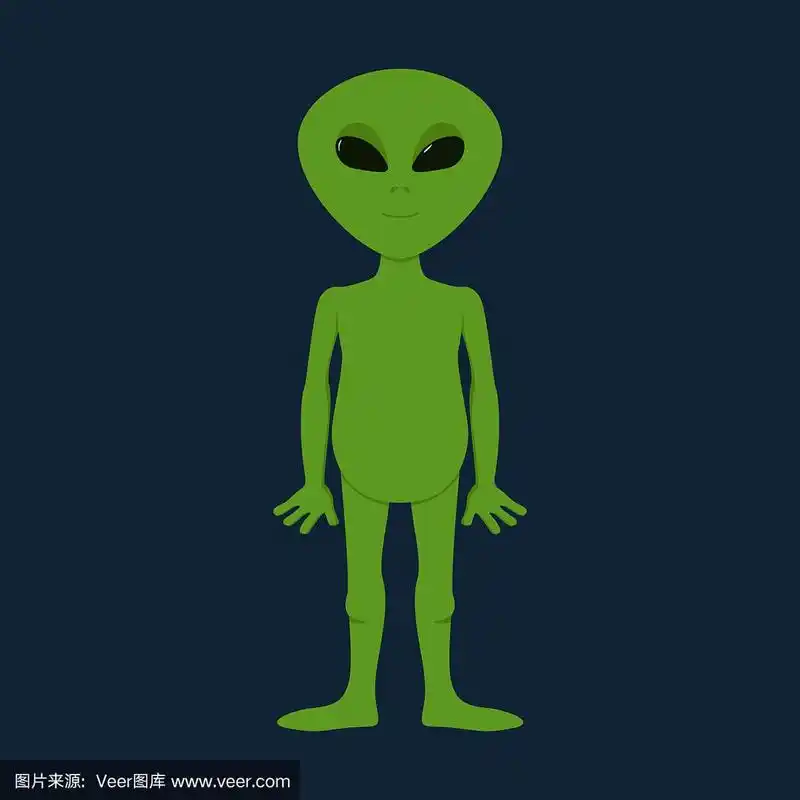 绿色外星人.卡通风格.矢量图