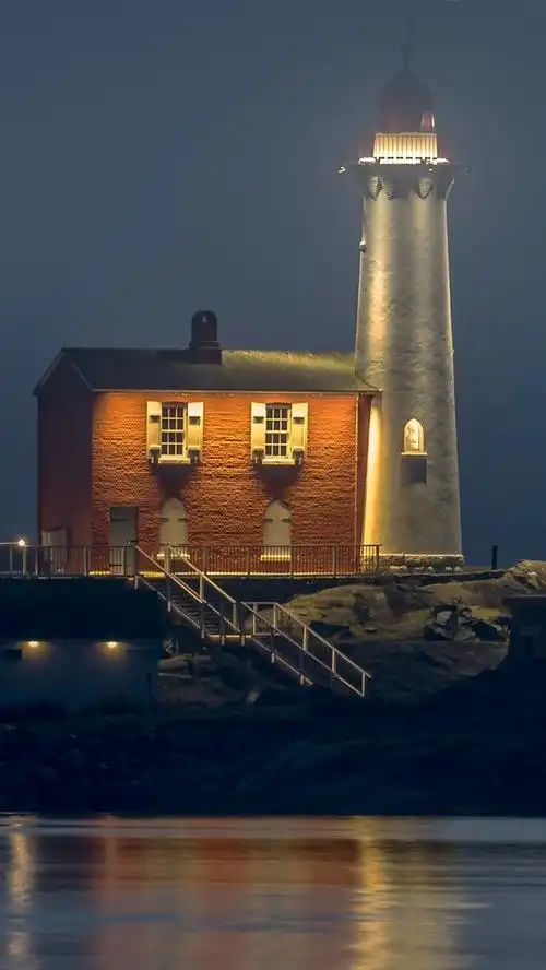 加拿大,科尔伍德,灯塔,夜,灯,海 iphone 壁纸