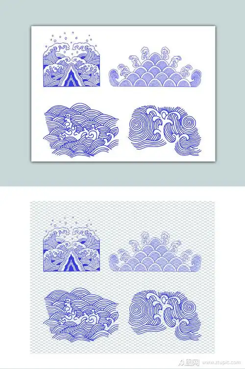 云纹水纹多种纹路矢量图