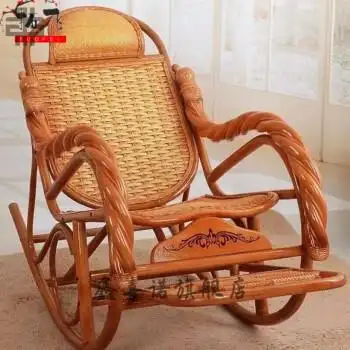 休闲椅实木午睡老人椅藤摇椅子中号织片单枕 中号织片单枕【图片 价格