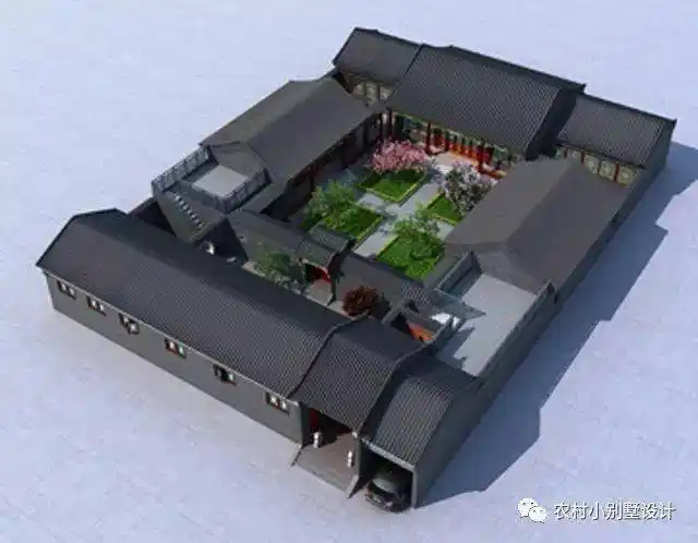 四合院仿古建筑农村小型四合院别墅设计案例赏析
