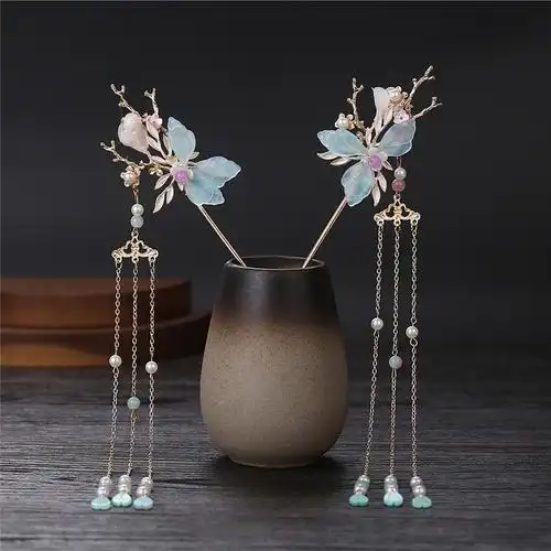 汉服头饰流苏步摇发簪古风超仙头冠发全套古装发饰