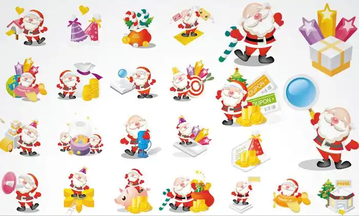 关键字:圣诞老人,圣诞树,拐棍糖,礼包,星星,爱心,卡通,圣诞节,礼包