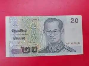 旧版泰国20铢,普密蓬国王版纸币,流通好品