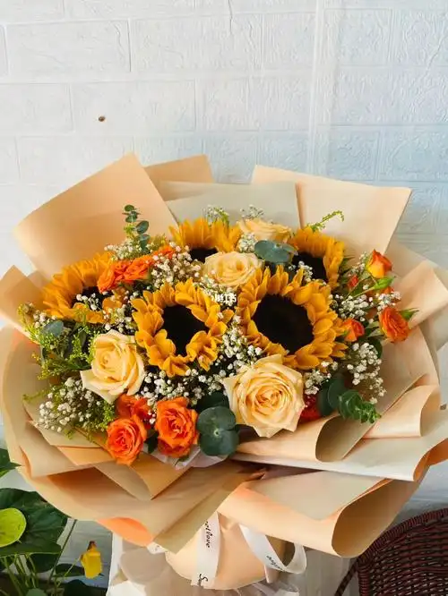 生日花礼5朵向日葵鲜花花束