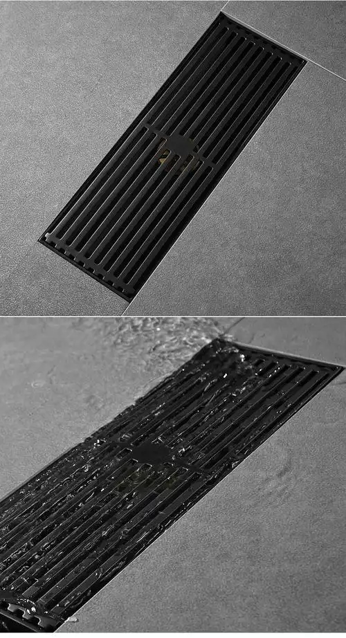 摩尚黑色隐形地漏防臭芯加长浴室淋浴房长方形大排量长条型卫生间方盖