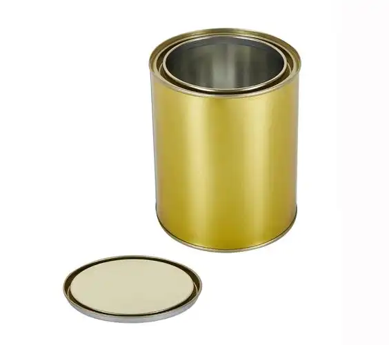现货供应1公斤涂白内光身圆罐涂金圆罐敞口马口铁油漆桶可定制
