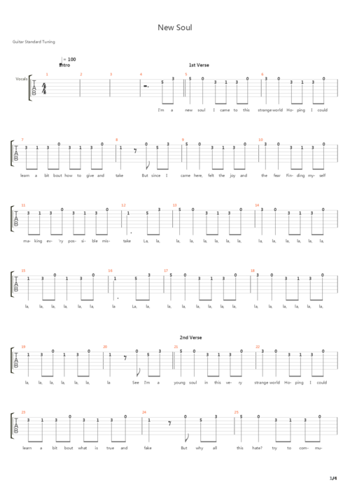 new soul吉他谱