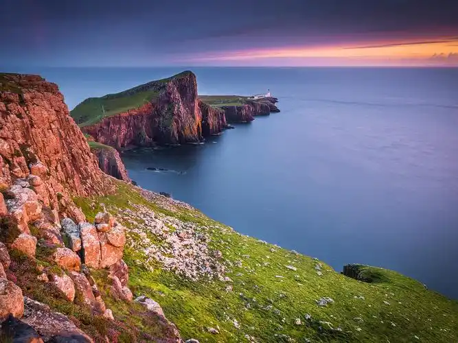 晚霞,海,天空,峭壁,灯塔,唯美,安静,远方,stefanotermanini,沿海印记