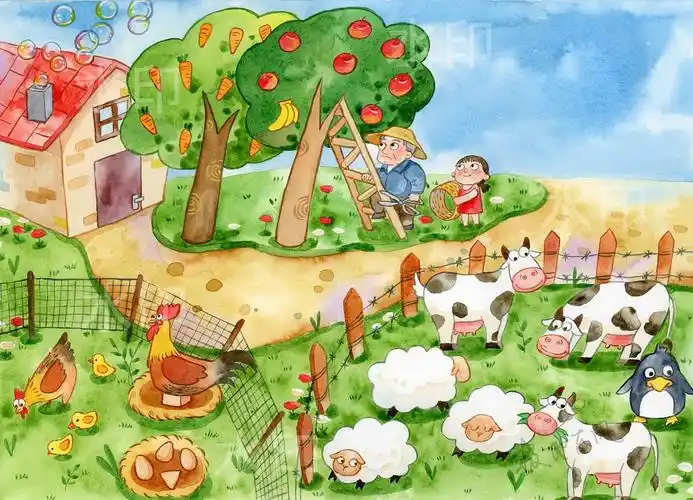 手绘水彩农场|插画|儿童插画|极地东风123 - 原创作品 - 站酷 (zcool)