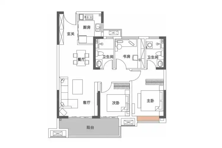 户型图:100平米户型