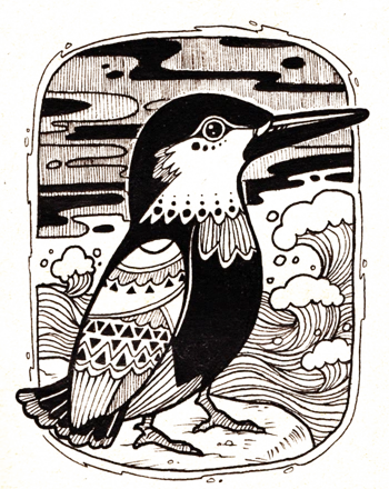 黑白线鸟装饰画