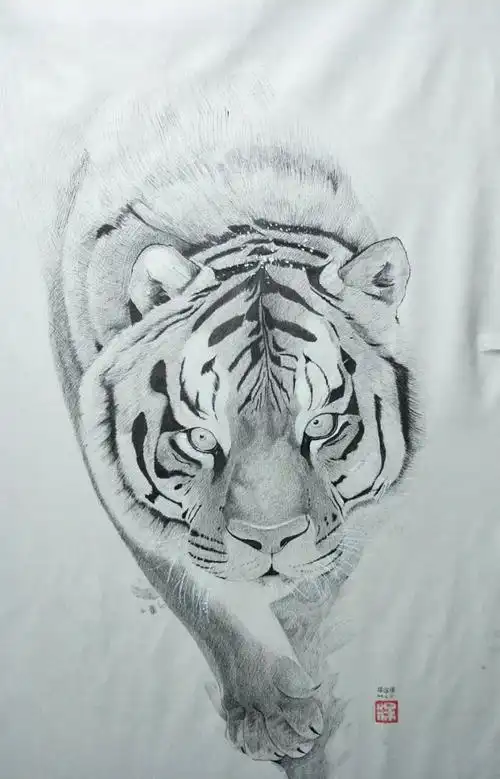 乐军钢笔画《老虎》 75cmx52cm 原创/结缘私聊